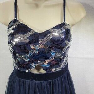 My Michelle Navy & Silver Sequined Cocktail Dress Size 3